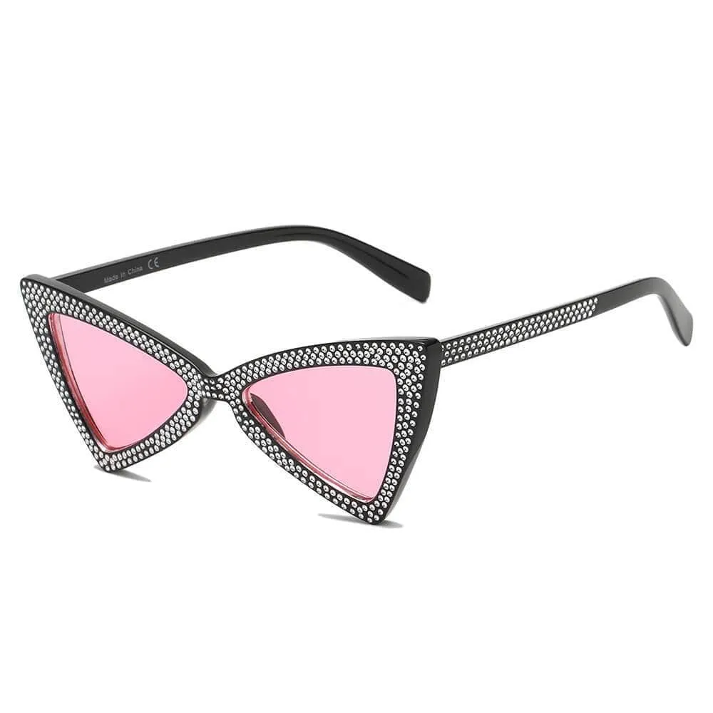 Extreme High Pointed Rhinestone Fashion Cat Eye Retro Sunglasses