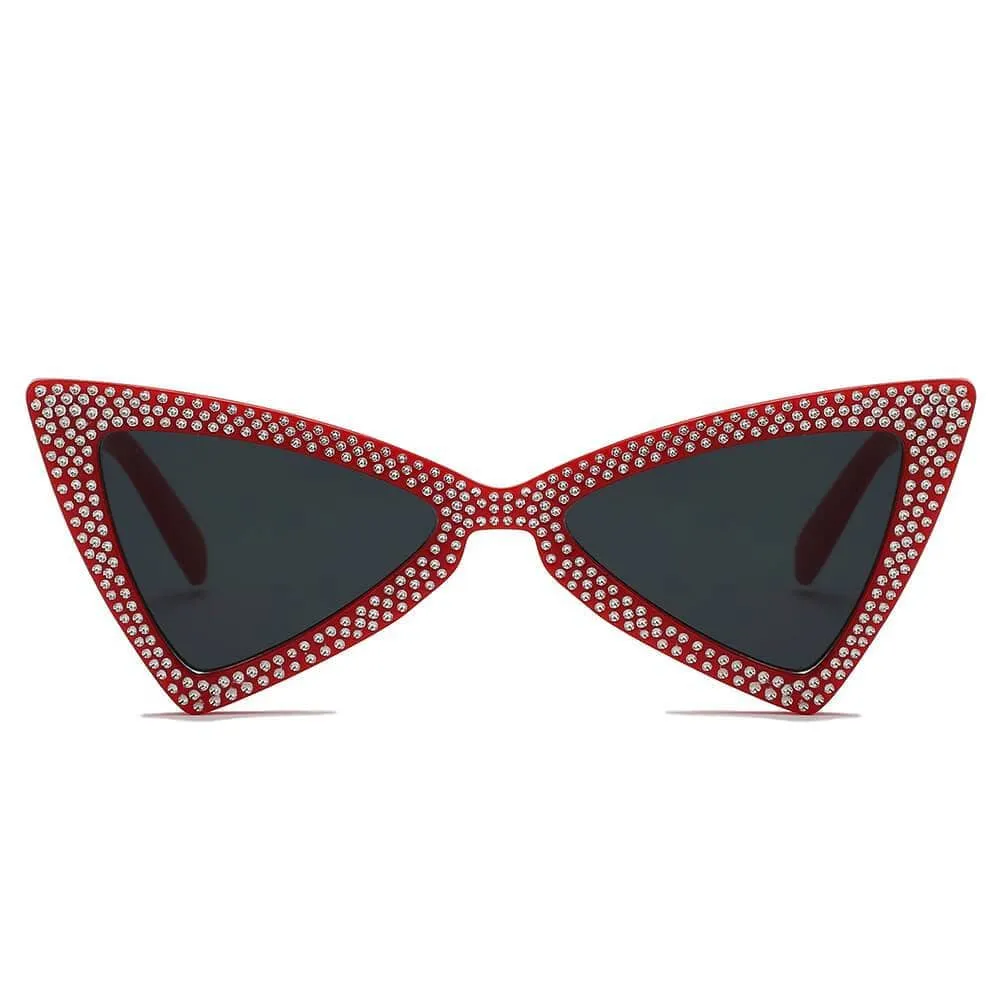 Extreme High Pointed Rhinestone Fashion Cat Eye Retro Sunglasses