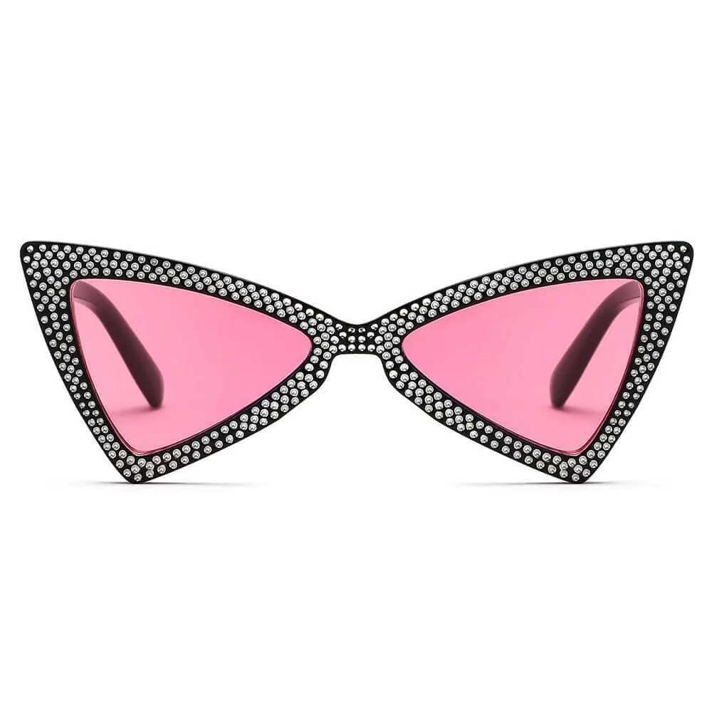 Extreme High Pointed Rhinestone Fashion Cat Eye Retro Sunglasses