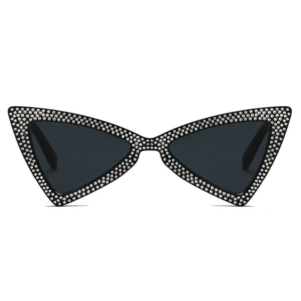 Extreme High Pointed Rhinestone Fashion Cat Eye Retro Sunglasses