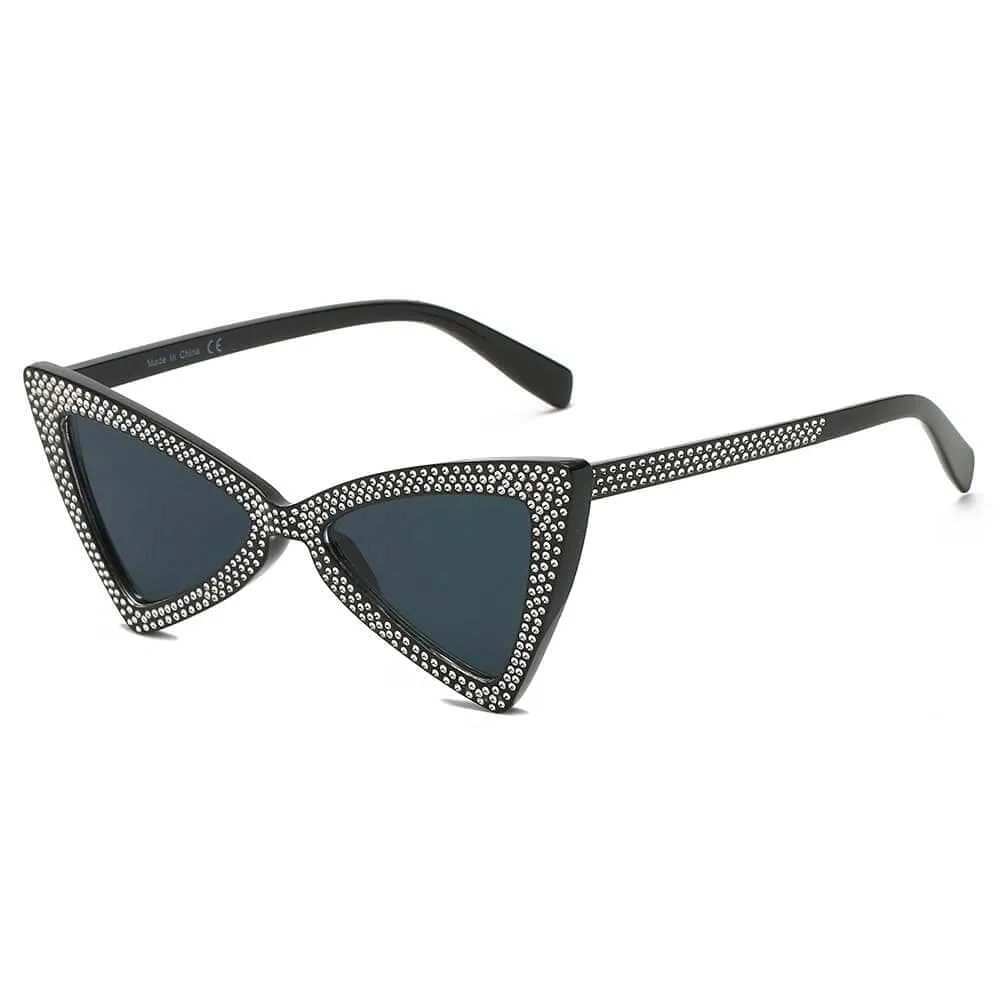 Extreme High Pointed Rhinestone Fashion Cat Eye Retro Sunglasses