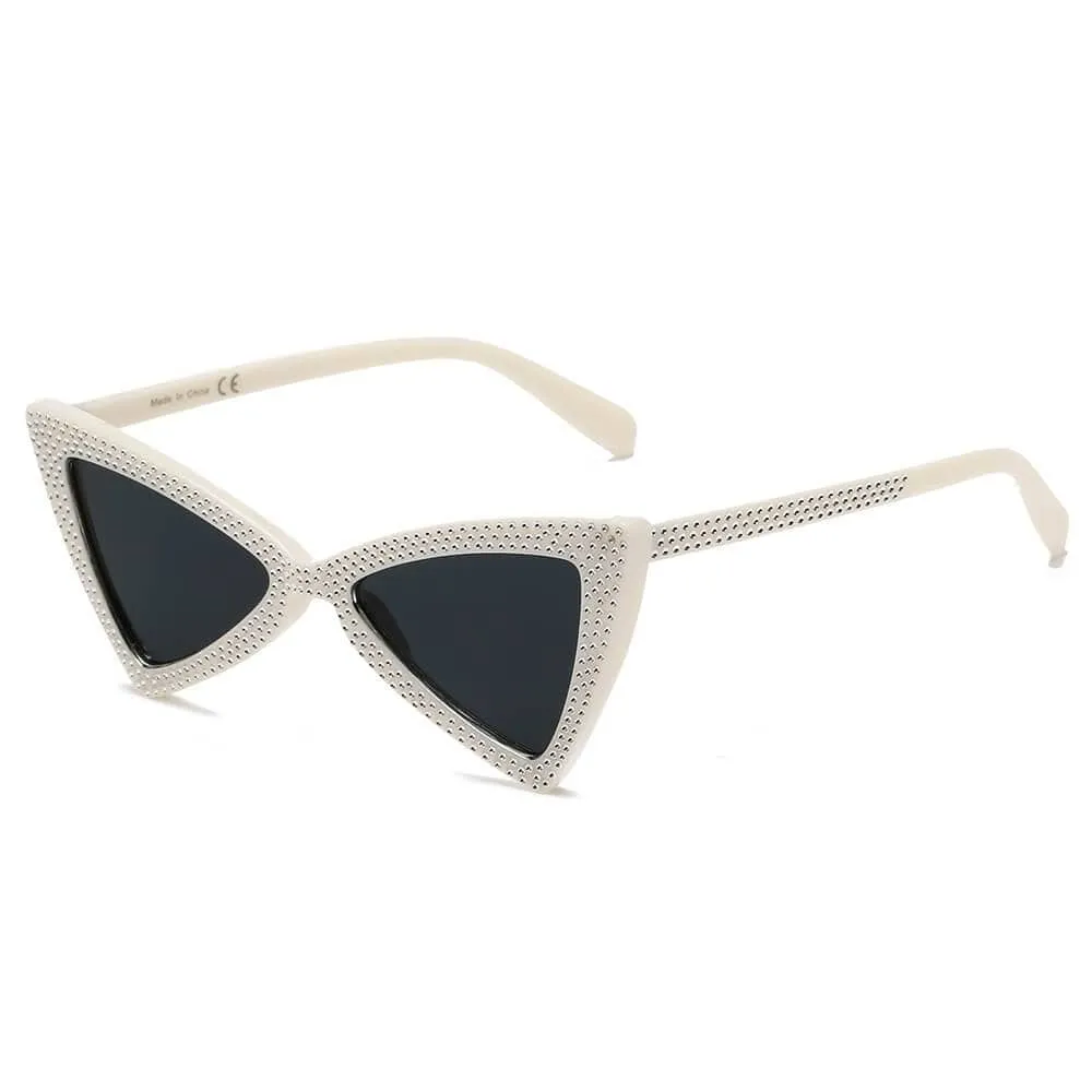 Extreme High Pointed Rhinestone Fashion Cat Eye Retro Sunglasses