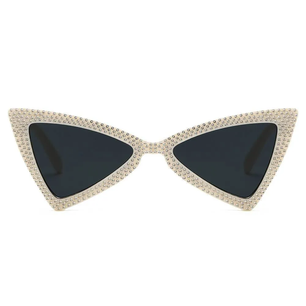 Extreme High Pointed Rhinestone Fashion Cat Eye Retro Sunglasses
