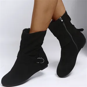 Fashion Non-Slip Faux Suede Flat Heels Ankle Boots for Women
