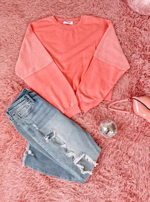 Fleece Contrast Cropped Sweatshirt