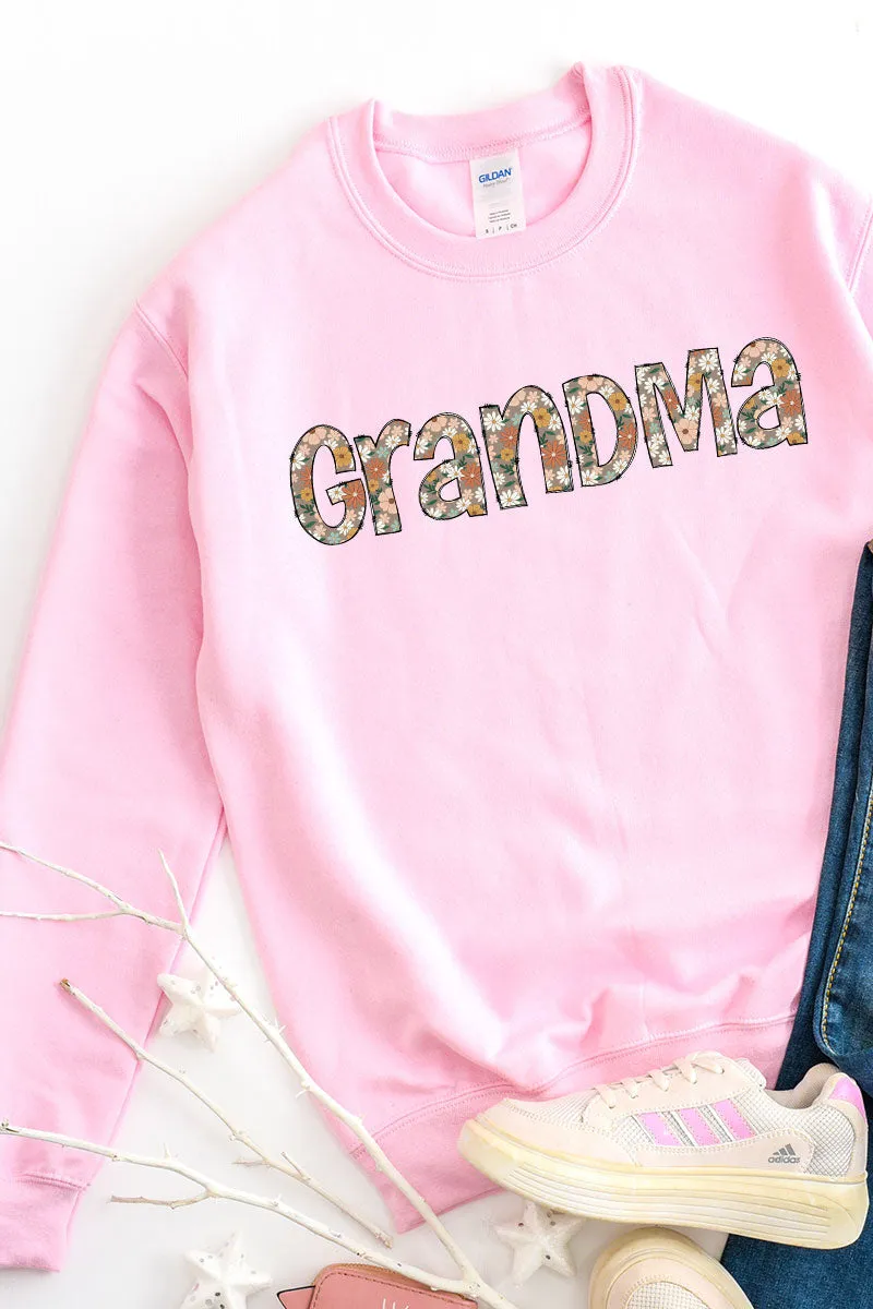 Floral Boho Grandma Heavy-weight Crew Sweatshirt