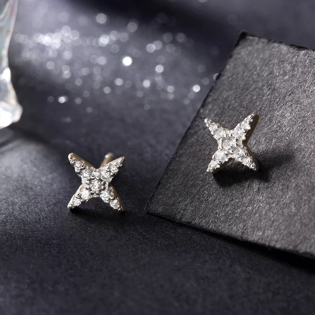 Four pointed star earrings-SSE117