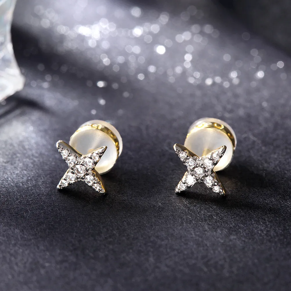 Four pointed star earrings-SSE117