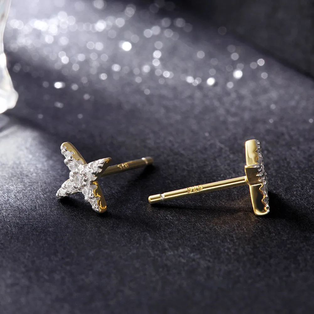 Four pointed star earrings-SSE117