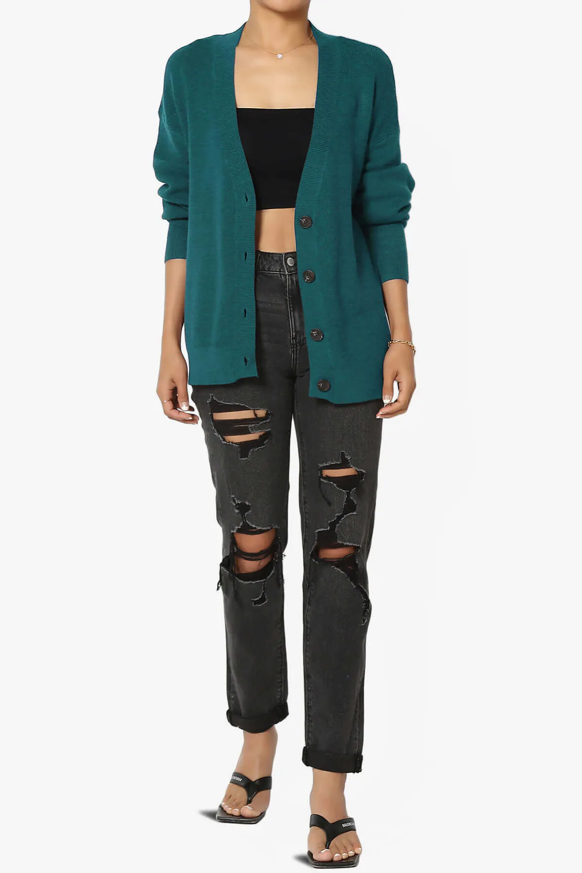 Frankie Distressed Mid Rise Girlfriend Jeans