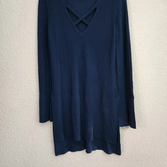 Free People Crisscross Tunic Sweater Women's Size Medium in Midnight NWT $98