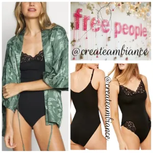 Free People Lace Inset Bodysuit