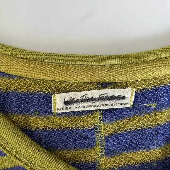 Free people Main Squeeze Sweatshirt oversized stripe purple green boho top Sz M