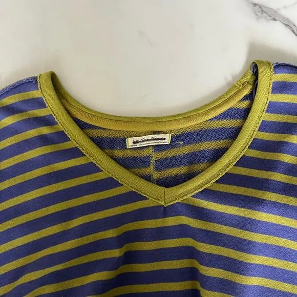 Free people Main Squeeze Sweatshirt oversized stripe purple green boho top Sz M