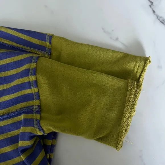 Free people Main Squeeze Sweatshirt oversized stripe purple green boho top Sz M