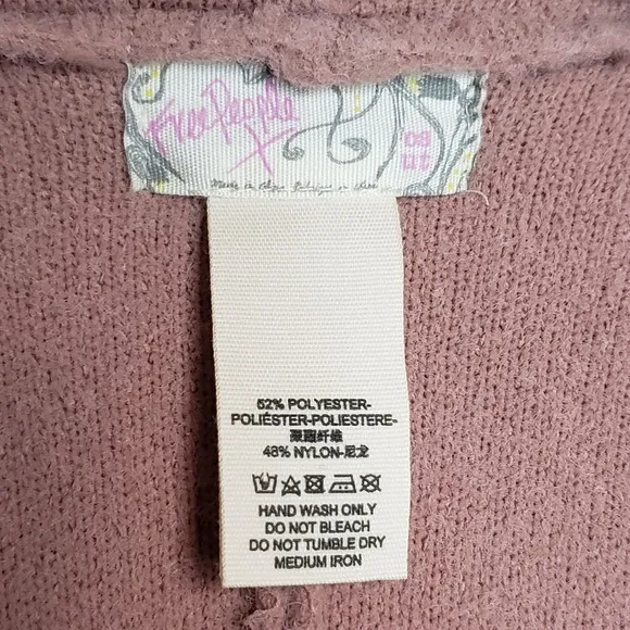 FREE PEOPLE Rose ALL I NEED Open-Front  Sweater Kimono Shawl Collar Pock…