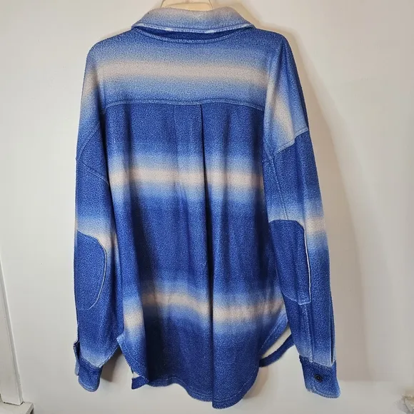 Free People Ruby Blue Ombre Button-Up Jacket Shacket Size Large
