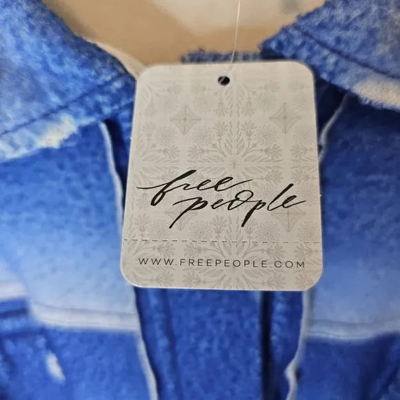 Free People Ruby Blue Ombre Button-Up Jacket Shacket Size Large
