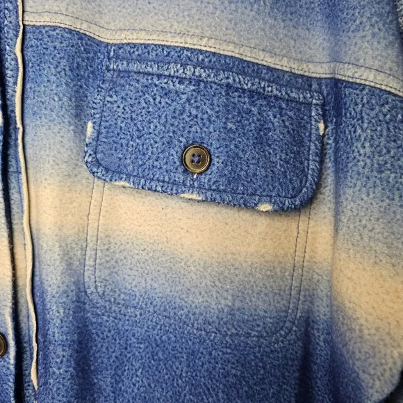 Free People Ruby Blue Ombre Button-Up Jacket Shacket Size Large