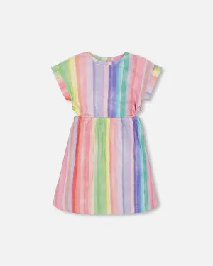 French Terry Dress Rainbow Stripe