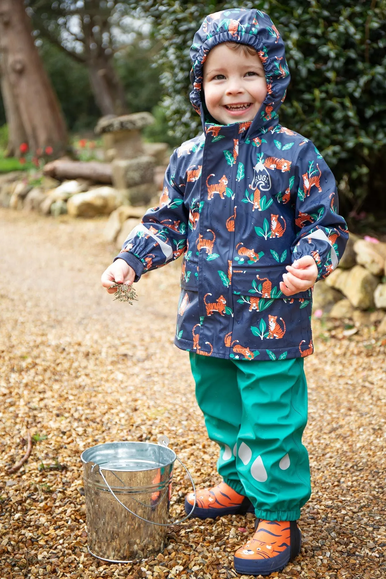 Frugi Puddle Buster Dungaree 500048A4igua Iguana