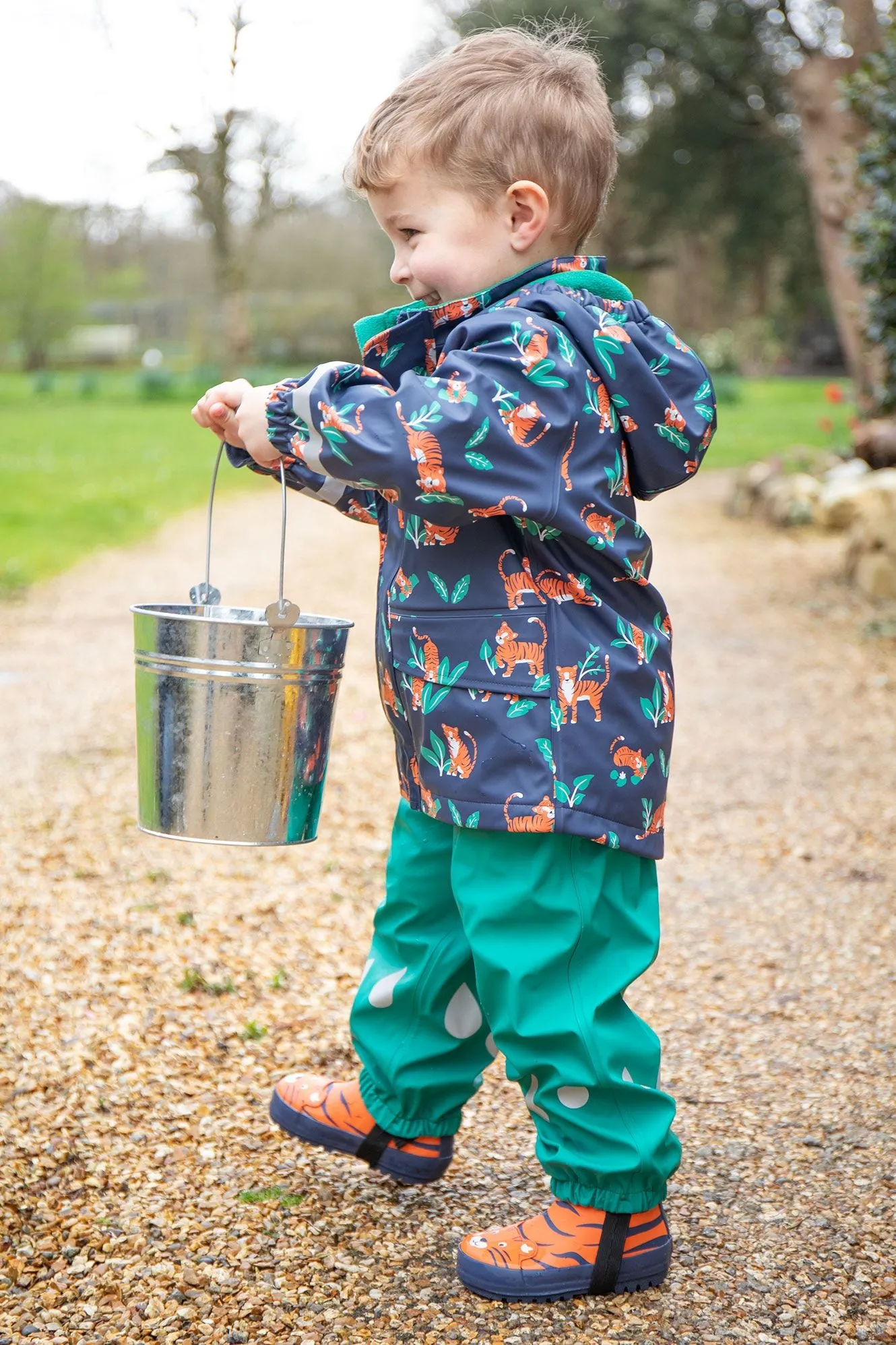Frugi Puddle Buster Dungaree 500048A4igua Iguana