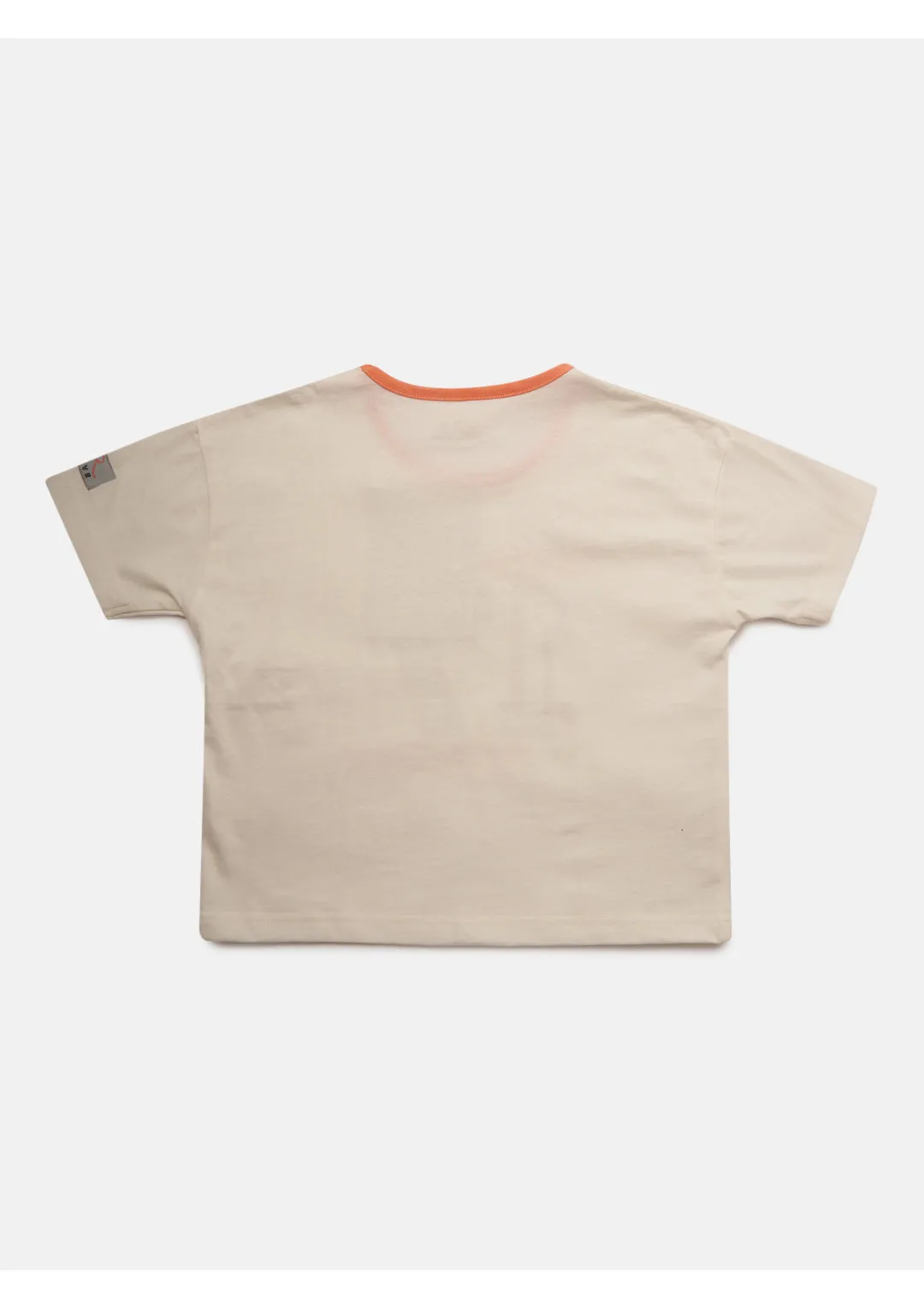 Girls Cream Graphic Printed Sporty T-Shirt