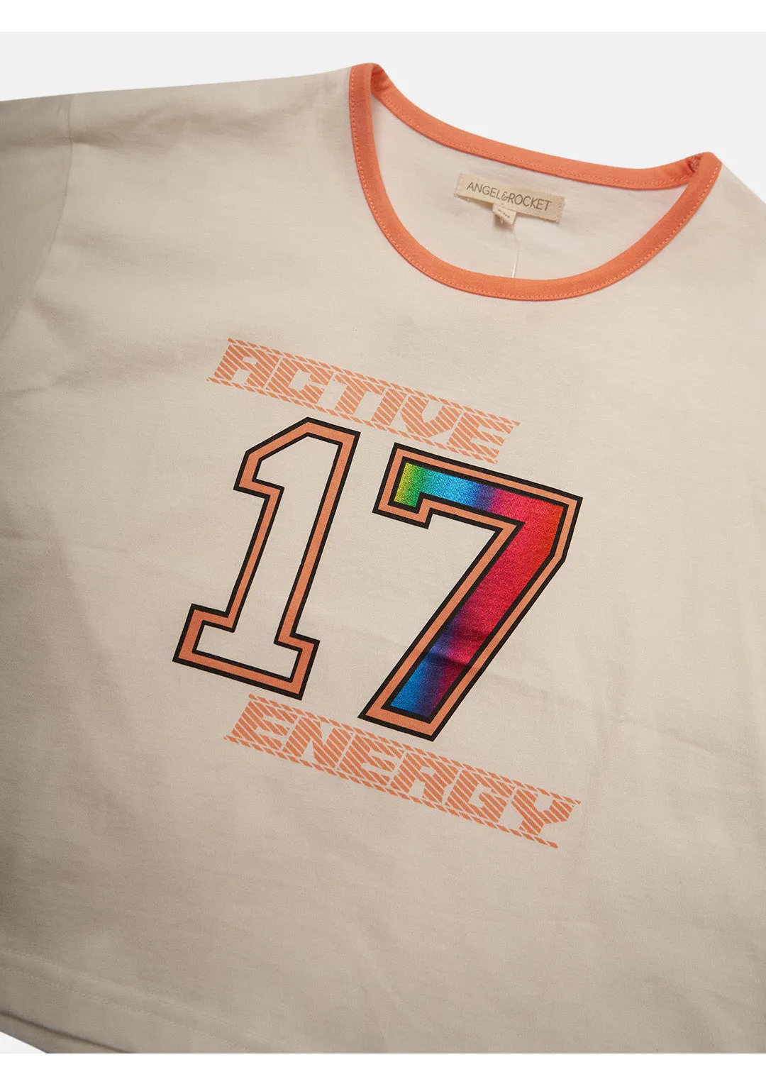 Girls Cream Graphic Printed Sporty T-Shirt