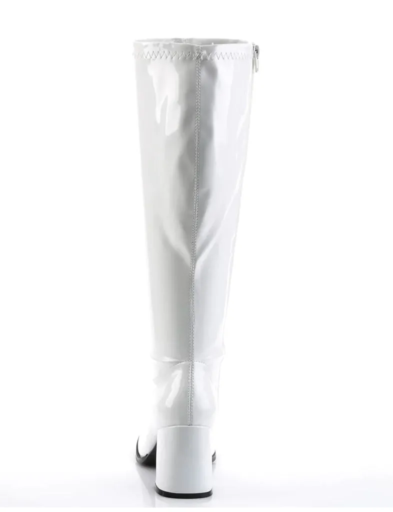 GOGO 300 BOOTS WIDE CALF - WHITE STRETCH PATENT ✰ PRE ORDER ✰