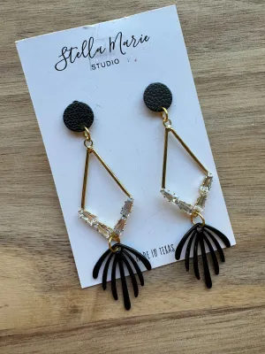 Gold & Black Dangle Earrings