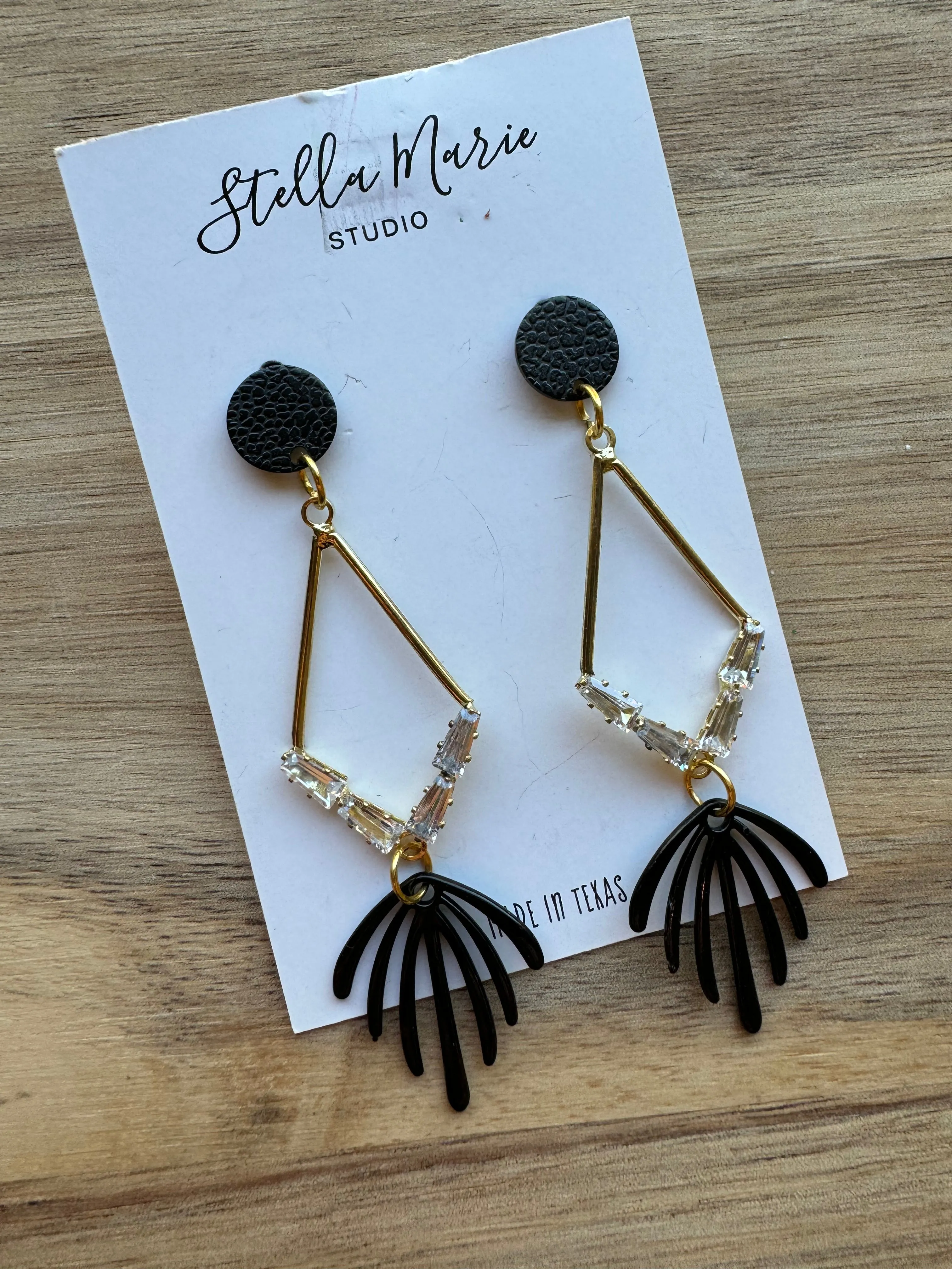 Gold & Black Dangle Earrings