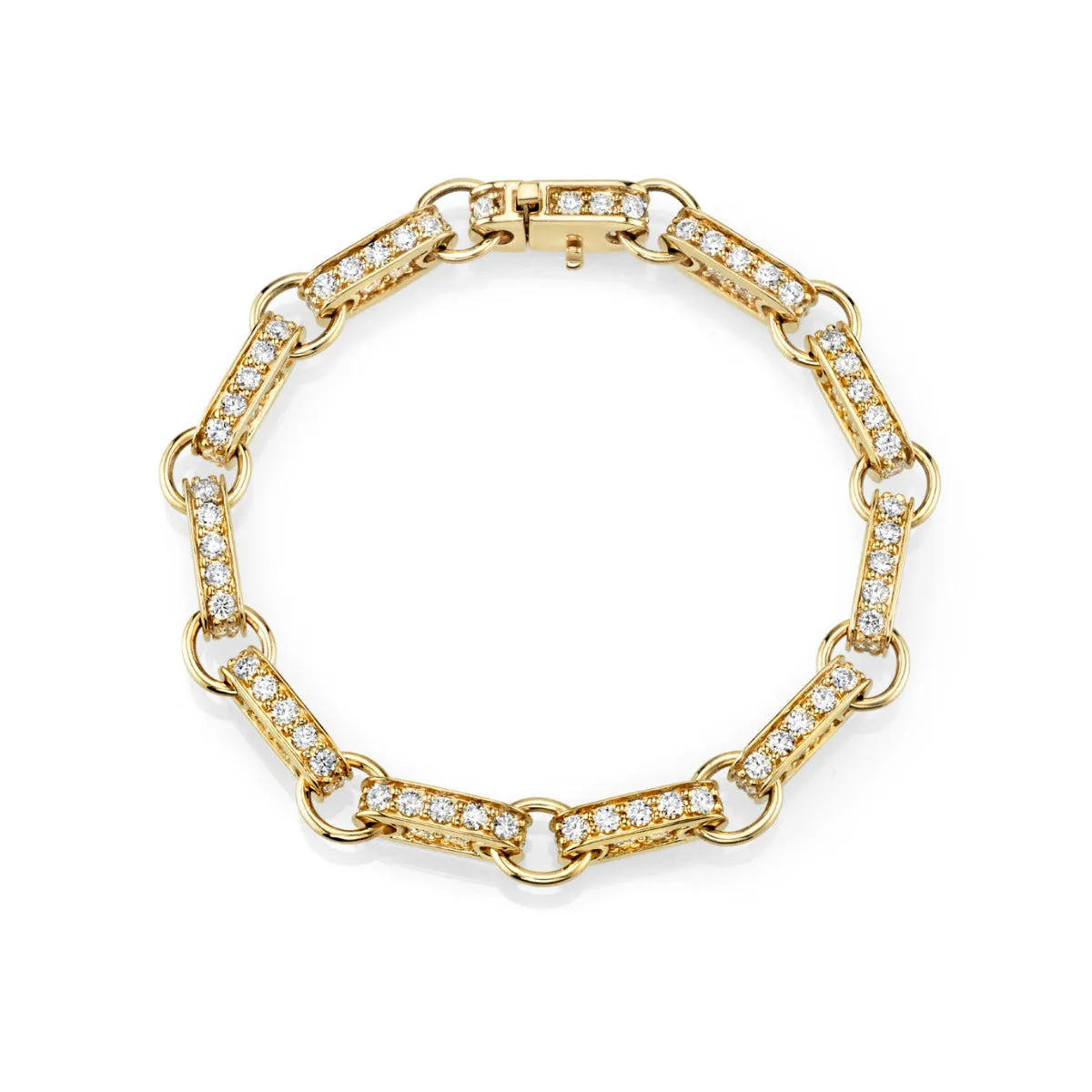 Gold & Diamond Large Rectangle Link Bracelet