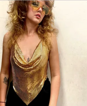 Gold Metal Mesh Triangle Top