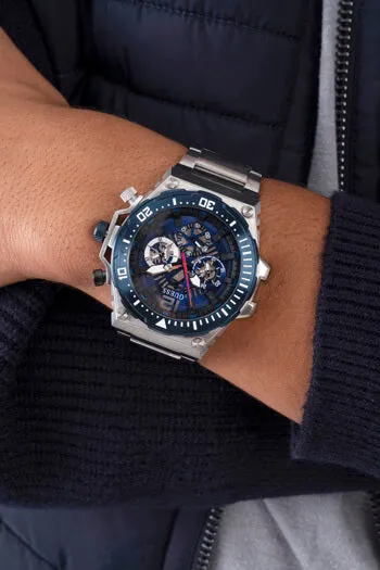 Guess Gents Exposure Silver & Blue Watch