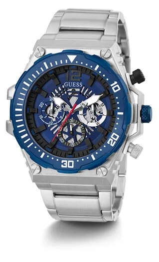 Guess Gents Exposure Silver & Blue Watch
