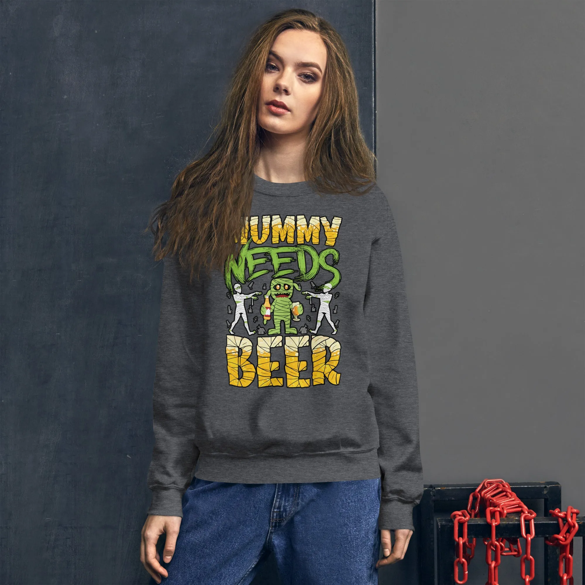 Halloween Sweatshirt - "Mummy Needs Beer"