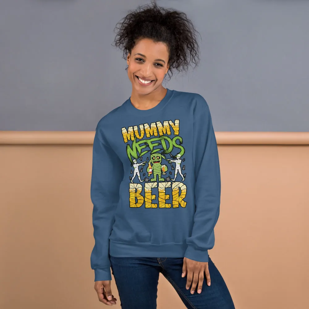 Halloween Sweatshirt - "Mummy Needs Beer"