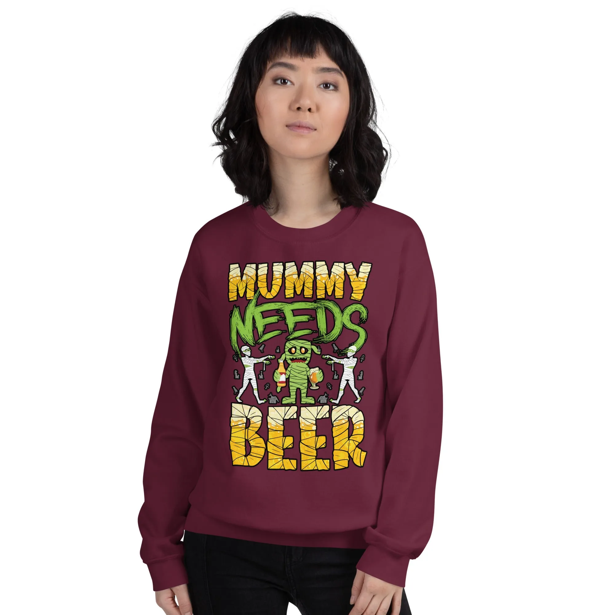 Halloween Sweatshirt - "Mummy Needs Beer"