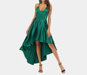 Halter V-neck Halter Pleated Dress