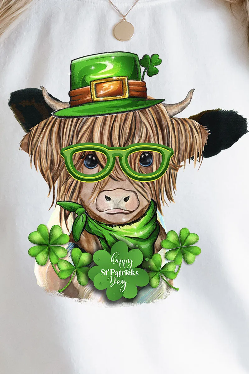 Happy St. Patrick's Day Highland Cow Heavy-weight Crew Sweatshirt