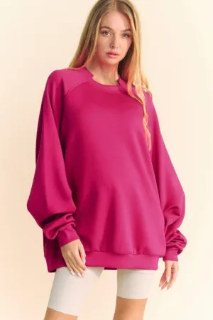 Hazel Blues® |  Davi & Dani Round Neck Raglan Sleeve Sweatshirt