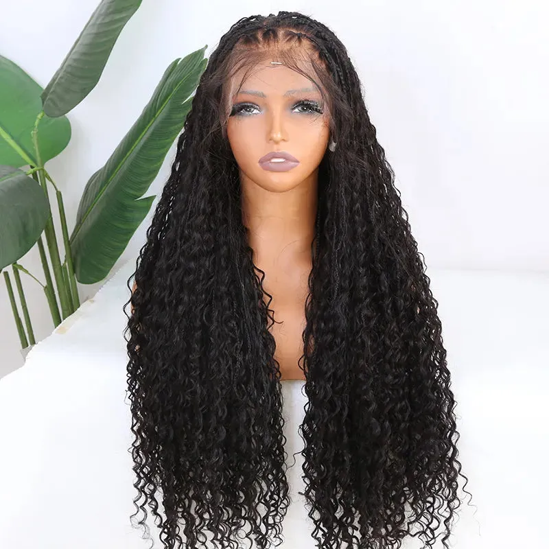 HD Lace Bohemian Knotless Human Hair Full Lace Braided Wig 26 inches