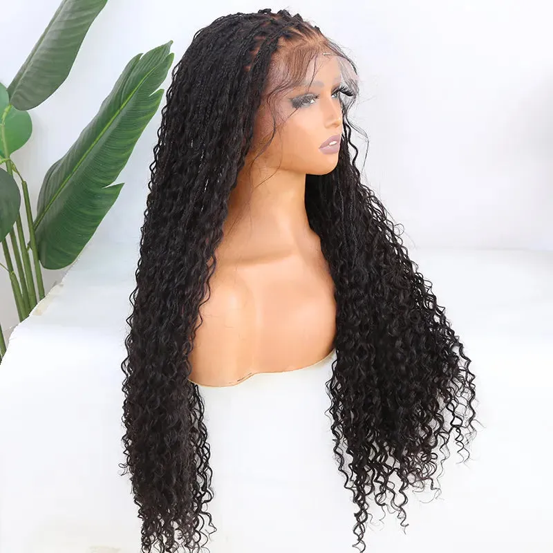 HD Lace Bohemian Knotless Human Hair Full Lace Braided Wig 26 inches