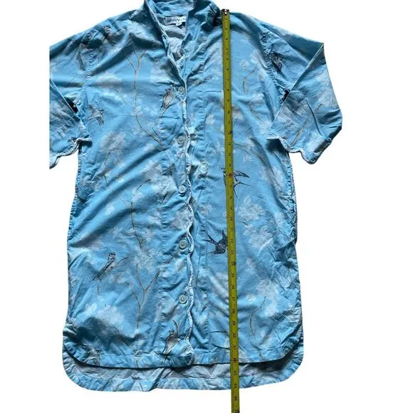 Heidi Carey Blue Gardenia Scalloped Nightshirt Womens/Teen Size Small Bird AOP