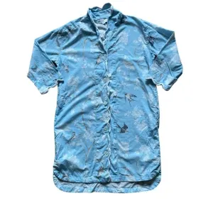 Heidi Carey Blue Gardenia Scalloped Nightshirt Womens/Teen Size Small Bird AOP