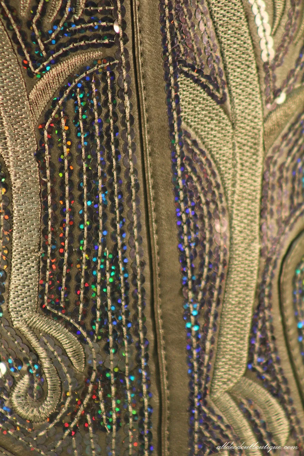 Helen's Heart | Full Embellished Sequin Charcoal Boot
