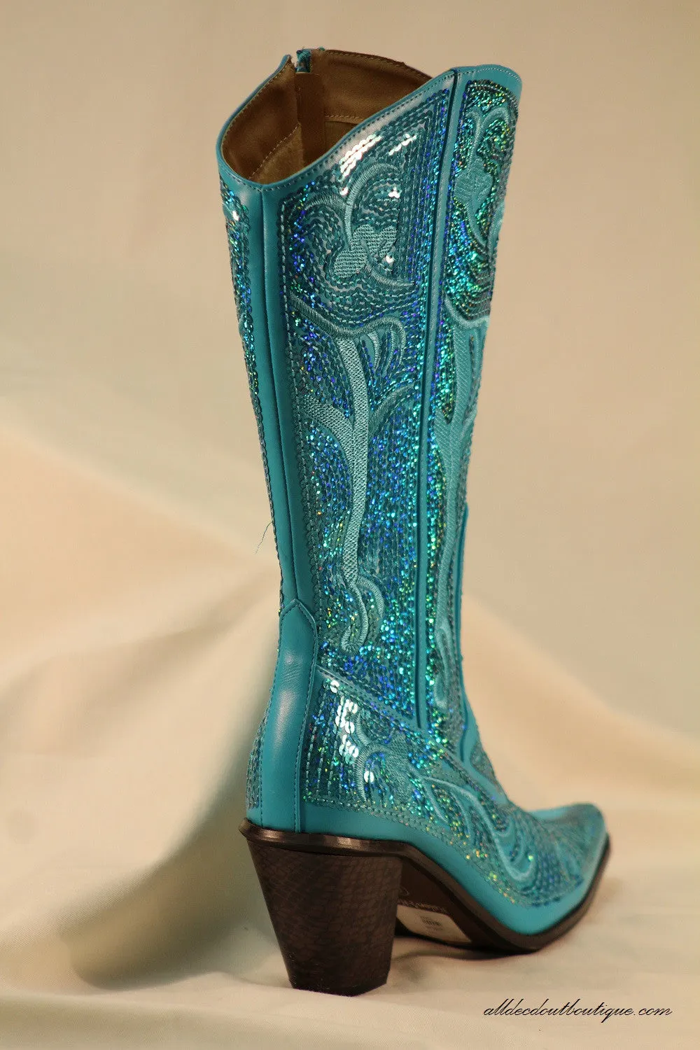 Helen's Heart | Full Embellished Sequin Turquoise Boot