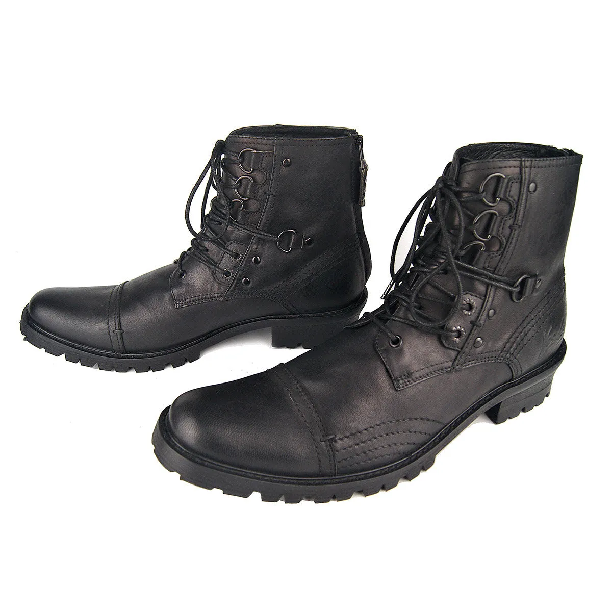 High End genuine leather handmade punk rock Boots men wedge ankle British cowboy Retro botas Wipe the old shoes
