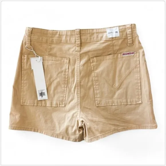 Hudson Jeans Utility Shorts Washed Khaki Tan Stretch NWT NEW 26 and 27