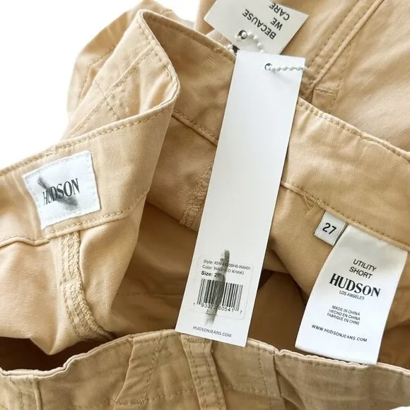 Hudson Jeans Utility Shorts Washed Khaki Tan Stretch NWT NEW 26 and 27